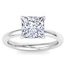 3 Carat Princess Cut Lab Grown Diamond Ring In 14K White Gold, Solitaire Image-1