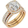 4 1/2 Carat Cushion Cut Halo Lab Grown Diamond Bridal Set In 14 Karat Yellow Gold Image-2