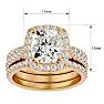 4 1/2 Carat Cushion Cut Halo Lab Grown Diamond Bridal Set In 14 Karat Yellow Gold Image-5