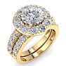 4 1/4 Carat Round Shape Halo Lab Grown Diamond Bridal Set In 14K Yellow Gold Image-2
