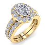 3 1/4 Carat Oval Shape Halo Lab Grown Diamond Bridal Set In 14K Yellow Gold Image-2