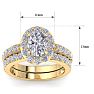 3 1/4 Carat Oval Shape Halo Lab Grown Diamond Bridal Set In 14K Yellow Gold Image-5