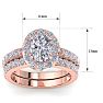 3 1/4 Carat Oval Shape Halo Lab Grown Diamond Bridal Set In 14K Rose Gold Image-5