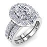 4 1/4 Carat Oval Shape Halo Lab Grown Diamond Bridal Set In 14K White Gold Image-2