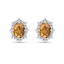 Citrine Earrings: 2 Carat Citrine and Diamond Earrings Image-2