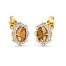 Citrine Earrings: 2 Carat Citrine and Diamond Earrings Image-4