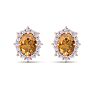 Citrine Earrings: 2 Carat Citrine and Diamond Earrings Image-2