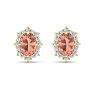 2 Carat Oval Shape Morganite Earrings with Diamond Halo In 14K Yellow Gold Image-2
