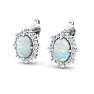 2 Carat Oval Shape Opal and Diamond Earrings In 14K White Gold Image-3