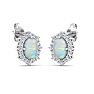 2 Carat Oval Shape Opal and Diamond Earrings In 14K White Gold Image-4