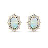 2 Carat Oval Shape Opal and Diamond Earrings In 14K Yellow Gold Image-2