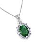 1-1/3 Carat Oval Shape Emerald Necklaces With Diamond Halo In 14 Karat White Gold, 18 Inch Chain Image-4