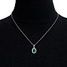 1-1/3 Carat Oval Shape Emerald Necklaces With Diamond Halo In 14 Karat White Gold, 18 Inch Chain Image-6