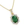1-1/3 Carat Oval Shape Emerald Necklaces With Diamond Halo In 14 Karat Yellow Gold, 18 Inch Chain Image-4