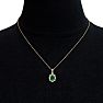 1-1/3 Carat Oval Shape Emerald Necklaces With Diamond Halo In 14 Karat Yellow Gold, 18 Inch Chain Image-6