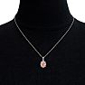1-1/3 Carat Oval Shape Morganite Necklace With Fancy Diamond Halo In 14K White Gold With 18 Inch Chain Image-6