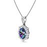 1-3/4 Carat Oval Shape Mystic Topaz Necklace With Diamond Halo In 14 Karat White Gold, 18 Inches Image-2