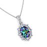 1-3/4 Carat Oval Shape Mystic Topaz Necklace With Diamond Halo In 14 Karat White Gold, 18 Inches Image-4