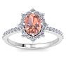 1-1/2 Carat Oval Shape Morganite and Diamond Ring In 14K White Gold Image-1