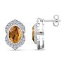 Citrine Earrings: 2 Carat Citrine and Diamond Earrings Image-1