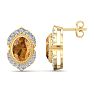 Citrine Earrings: 2 Carat Citrine and Diamond Earrings Image-1