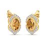 Citrine Earrings: 2 Carat Citrine and Diamond Earrings Image-4