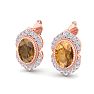 Citrine Earrings: 2 Carat Citrine and Diamond Earrings Image-3