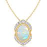 1-1/5 Carat Oval Shape Opal and Diamond Necklace In 14K Yellow Gold Image-1