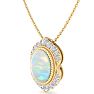 1-1/5 Carat Oval Shape Opal and Diamond Necklace In 14K Yellow Gold Image-2