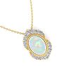 1-1/5 Carat Oval Shape Opal and Diamond Necklace In 14K Yellow Gold Image-4