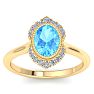 Blue Topaz Ring: 1 3/4 Carat Blue Topaz and Diamond Ring Image-1