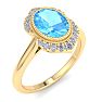 Blue Topaz Ring: 1 3/4 Carat Blue Topaz and Diamond Ring Image-2