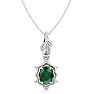 3/4 Carat Oval Shape Emerald Necklaces With Ornate Vine Design In 14 Karat White Gold, 18 Inch Chain Image-1