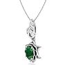 3/4 Carat Oval Shape Emerald Necklaces With Ornate Vine Design In 14 Karat White Gold, 18 Inch Chain Image-2