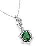 3/4 Carat Oval Shape Emerald Necklaces With Ornate Vine Design In 14 Karat White Gold, 18 Inch Chain Image-4