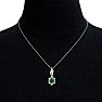 3/4 Carat Oval Shape Emerald Necklaces With Ornate Vine Design In 14 Karat White Gold, 18 Inch Chain Image-6