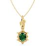 3/4 Carat Oval Shape Emerald Necklaces With Ornate Vine Design In 14 Karat Yellow Gold, 18 Inch Chain Image-1