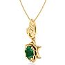 3/4 Carat Oval Shape Emerald Necklaces With Ornate Vine Design In 14 Karat Yellow Gold, 18 Inch Chain Image-2