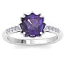 Amethyst Ring: 1 1/2 Carat Cushion Cut Amethyst and Diamond Ring Image-1
