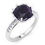 Amethyst Ring: 1 1/2 Carat Cushion Cut Amethyst and Diamond Ring Image-2