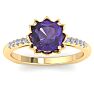 Amethyst Ring: 1 1/2 Carat Cushion Cut Amethyst and Diamond Ring Image-1