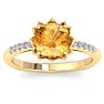 Citrine Ring: 1 1/2 Carat Cushion Cut Citrine and Diamond Ring Image-1