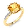 Citrine Ring: 1 1/2 Carat Cushion Cut Citrine and Diamond Ring Image-2