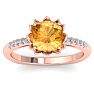 Citrine Ring: 1 1/2 Carat Cushion Cut Citrine and Diamond Ring Image-1
