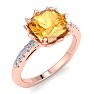 Citrine Ring: 1 1/2 Carat Cushion Cut Citrine and Diamond Ring Image-2