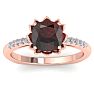 Garnet Ring: 1 1/2 Carat Cushion Cut Garnet and Diamond Ring Image-1
