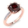 Garnet Ring: 1 1/2 Carat Cushion Cut Garnet and Diamond Ring Image-2
