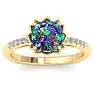 1-1/2 Carat Cushion Shape Mystic Topaz Ring and Diamonds In 14 Karat Yellow Gold Image-1