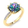 1-1/2 Carat Cushion Shape Mystic Topaz Ring and Diamonds In 14 Karat Yellow Gold Image-2