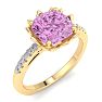 Pink Topaz Ring: 1 1/2 Carat Cushion Cut Pink Topaz and Diamond Ring Image-2